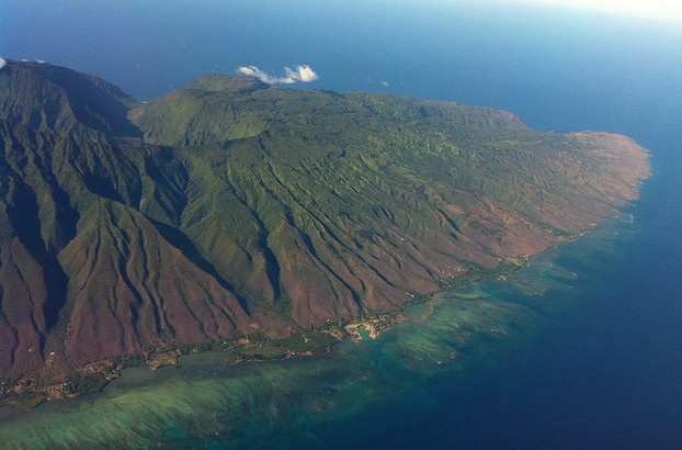 Aerial view of Moloka'i's east side