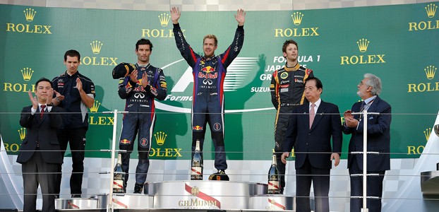 The podium celebrations in Japan