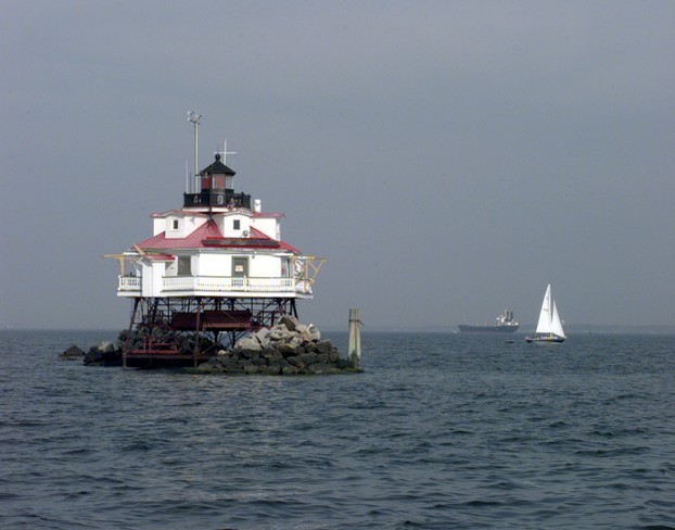 "The Thomas Point Shoal Lighthouse in Chesapeake Bay, Maryland"
