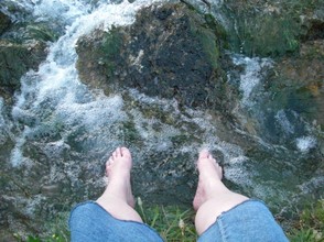 Abby with Her Feet in Mammoth Spring