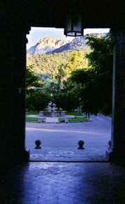 View from the entrance to Lluc Sanctuary, Majorca