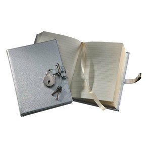 An image of the POST Saffiano Silver Journal with Lock