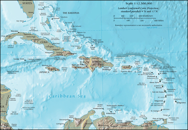 "Map of the Caribbean by the CIA World Factbook"