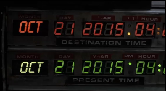 October 21st 2015 at 4.29pm, Marty McFly arrives.