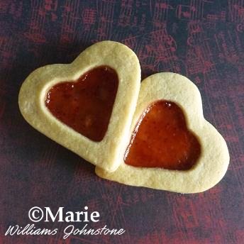 Filled jam jelly heart shaped cookies for Valentine's Day