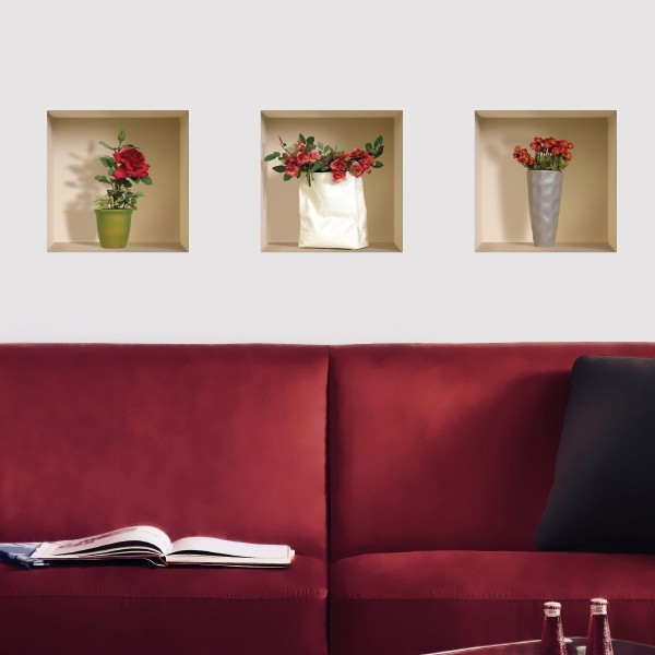 3D effect wall decal - Red roses