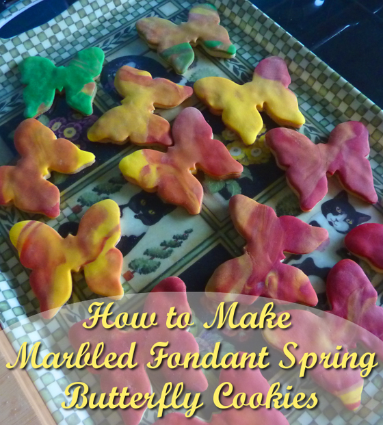 How to make marbled fondant spring butterfly cookies