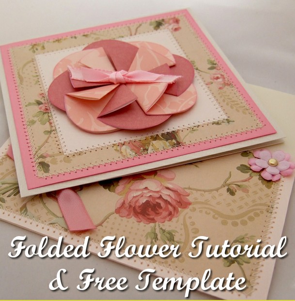 Spring floral folded handmade card tutorial and free template