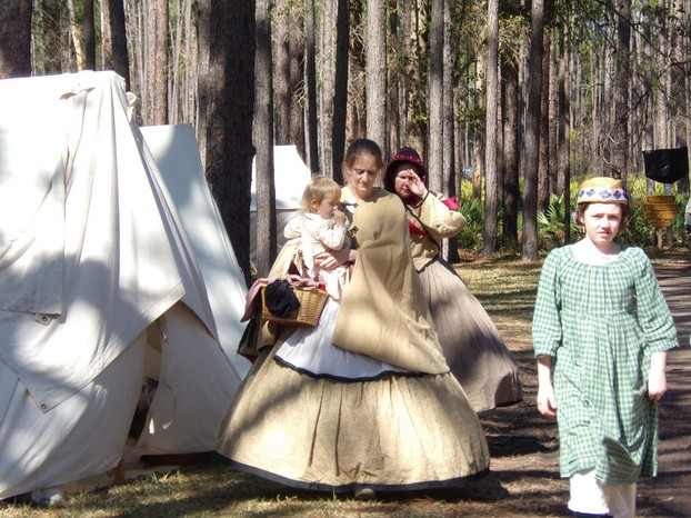 Women and Children Civil War Reenactors in Olustee, Florida