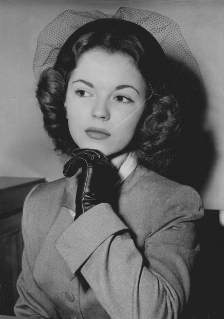 Shirley Temple during divorce proceedings, Dec. 5, 1949; photo by George Wallace/Los Angeles Times/MCT