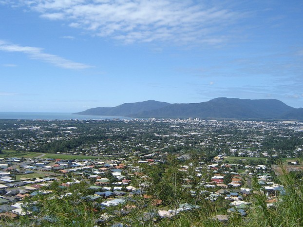 view of Cairns from Lake Morris with the Yarrabah peninsula in the background.