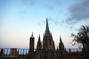 Sunset over Catedral de Barcelona from Hotel Colon terrace