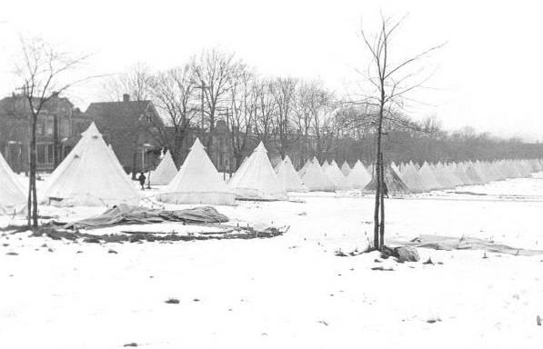 Image: Tents on the Commons - temporary homes for the disaster homeless.