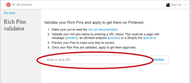 Applying for Rich Pin Validation