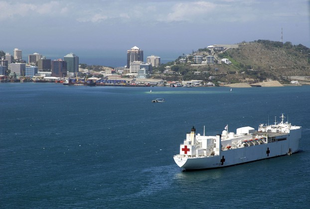Military Sealift Command hospital ship USNS Mercy off the coast of Papua New Guinea in support of Pacific Partnership