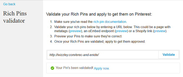 Image: Wizzley website validated for Rich Pins on Pinterest.