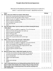 Questionnaire for Adolescent Self-Respect Class