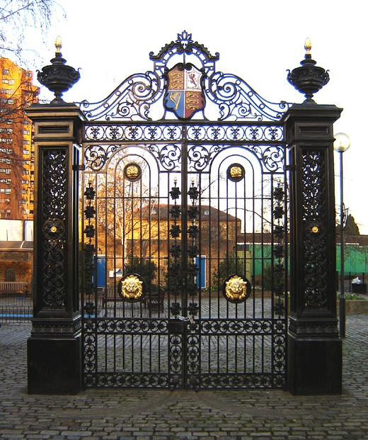 Old gate, Cremorne Gardens, Chelsea: sited in paved over fragment of original gardens