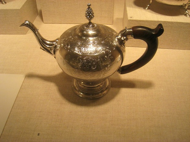 Silver teapot made, 1773, by Paul Revere (December 21, 1734 – May 10, 1818)