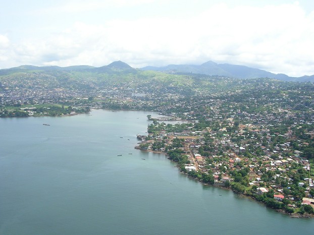 aerial view of Freetown, western Sierra Leone