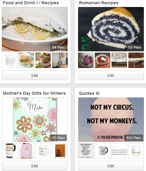Four of My Boards on Pinterest