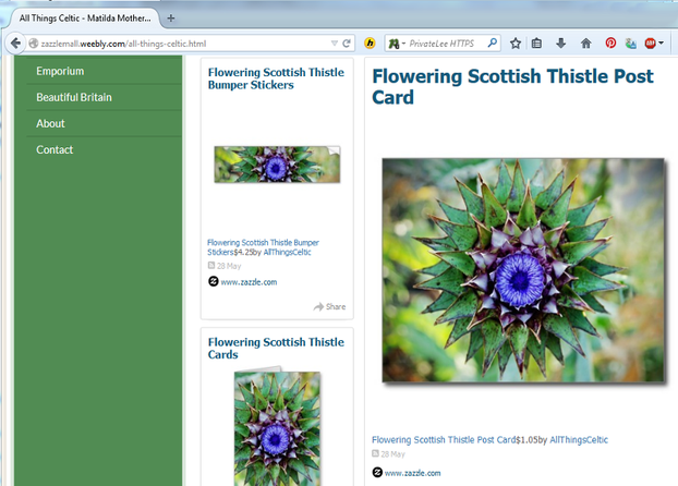 Image: Weebly site with fully functional Zazzle RSS Feed
