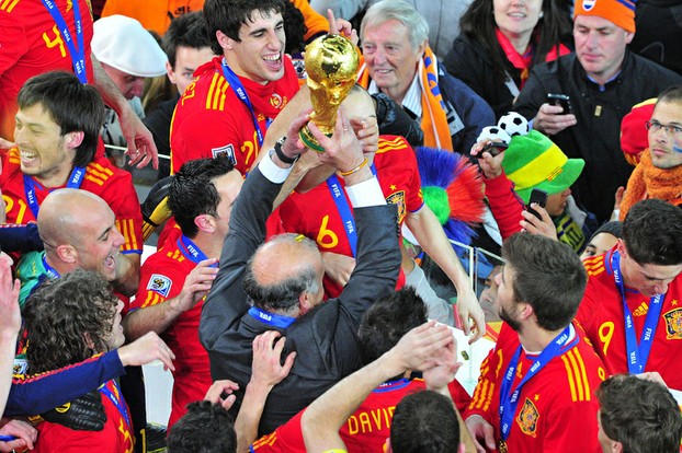 Spain celebrate their 2010 victory