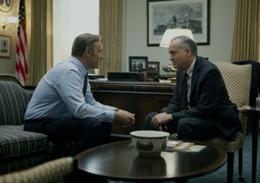 Frank Underwood (Spacey) and Rep. Blythe (Birney)