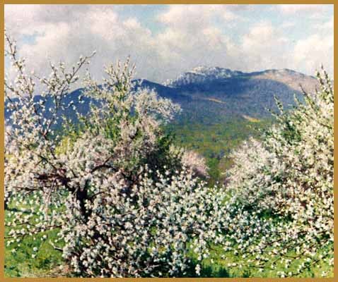 "Monadnock Orchard": oil painting by Richard Whitney (born 1946)
