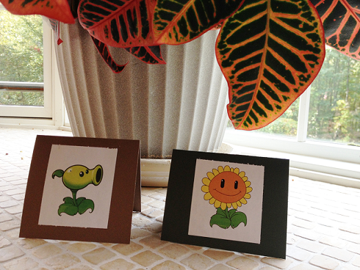 Peashooter and Sunflower Candy Buffet Cards