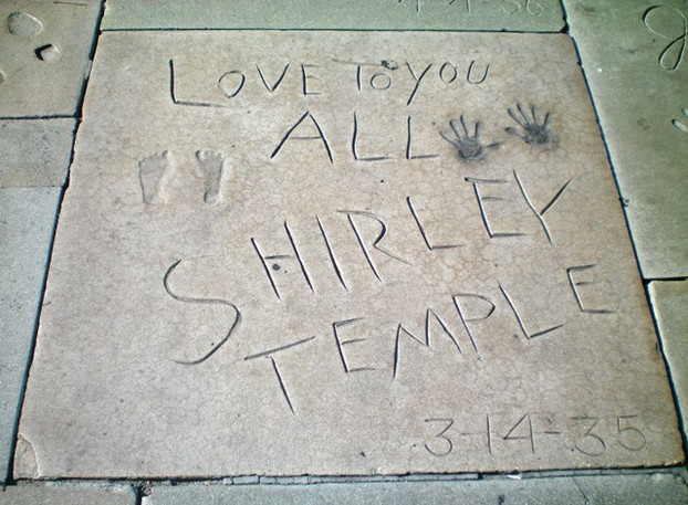 Shirley Temple's spot on forecourt of Grauman's Chinese Theatre, Hollywood, central Los Angeles, southern California