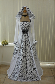 Black and White Medieval Pagan Wedding Gown