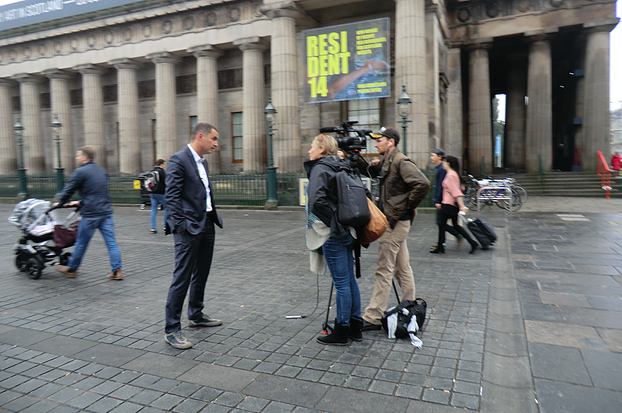 Image: Media interviews in Edinburgh during the Referendum
