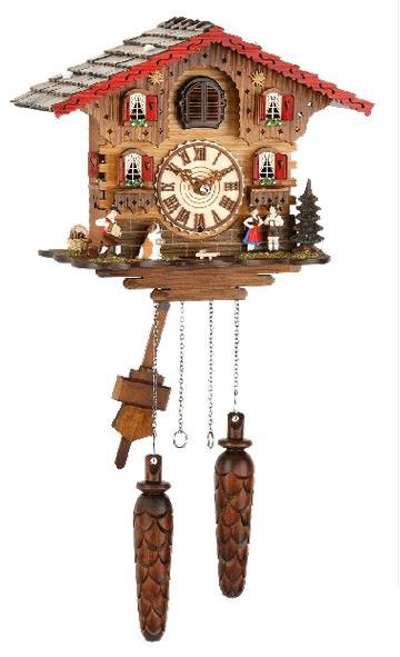 Chalet Battery-Operated Cuckoo Clock with Accordian Player and Saint Bernard