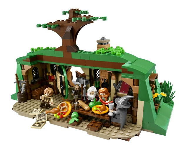 Back of the Hobbit home lego set which is cut away for easy access and play