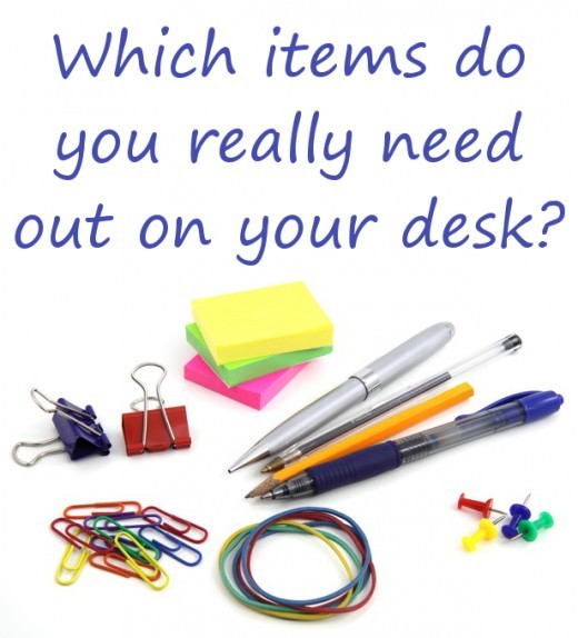 To help keep your desk tidy and clutter free, consider which items you really need to have out on the desk and which can