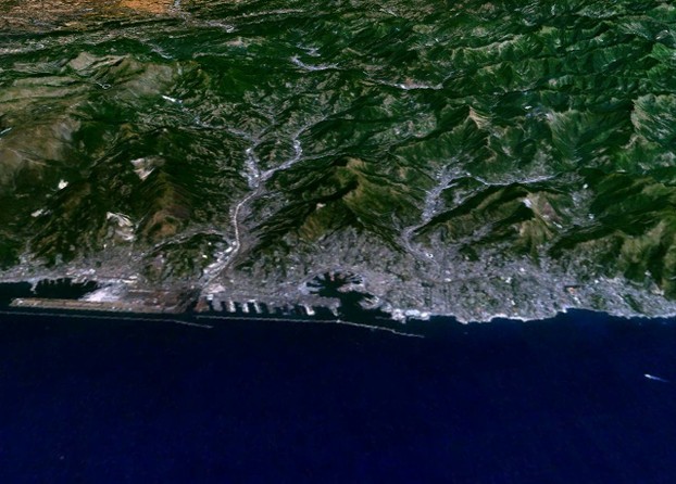 NASA satellite image of Genoa, Liguria region, northwestern Italy