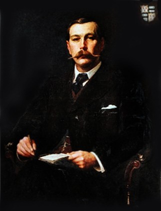 1897 portrait of Sir Arthur Conan Doyle by Sidney Edward Paget (Oct. 4, 1860-Jan. 28, 1908); Musée Sherlock Holmes de Lucens