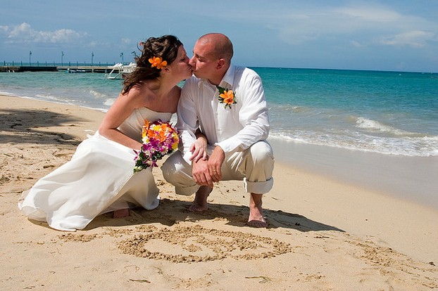 Wedding Couple with a Sand Heart