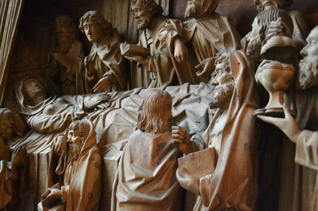 Incredible carved artwork honoring the Death of the Virgin Mary