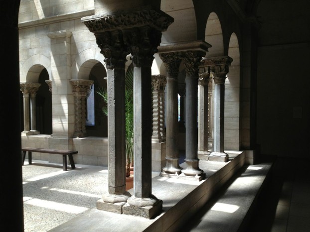 Light and shadow play out in this courtyard in the Cloisters.