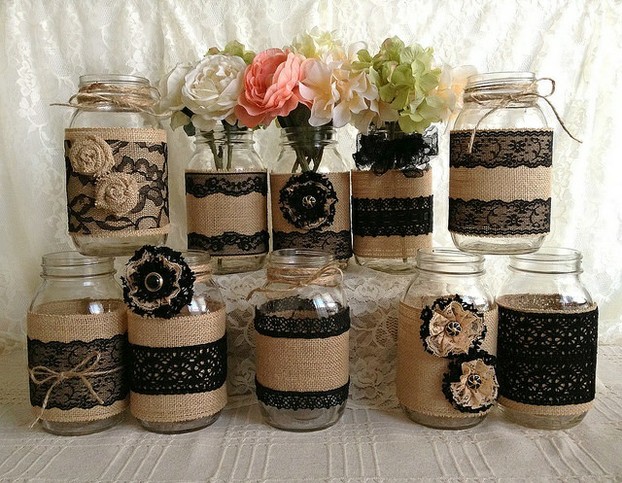 Black lace brings Rustic Chic to a new level