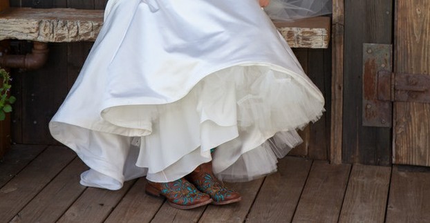 You'll often see cowboy boots at rustic weddings