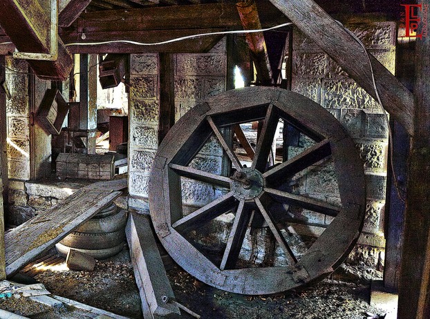 mill wheel in Cedar Point, Chase County, east central Kansas