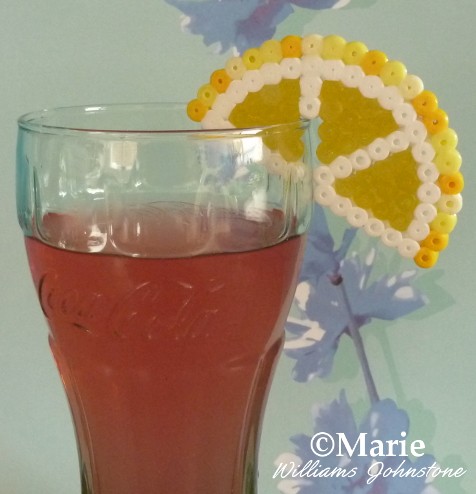 Summer slice of fruit with your cool drink - fun drink decor made with perler hama beads