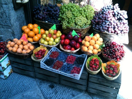A fruit market in Siena, Italy