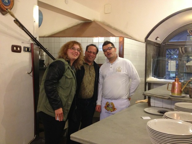 The author, sweetie, and one of the wonderful pizza-makers of Naples.