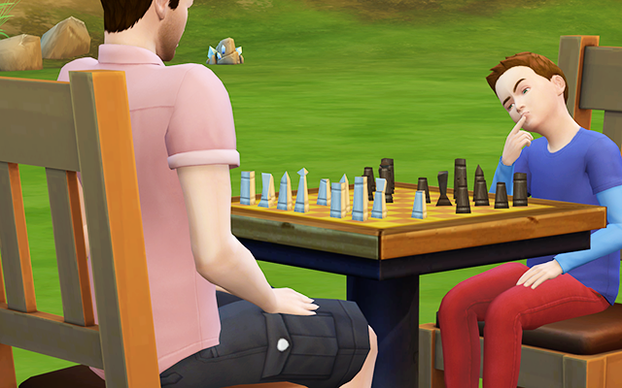 Little Perry plays his first of three games of chess with his father.