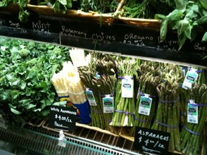 Fresh asparagus and other produce