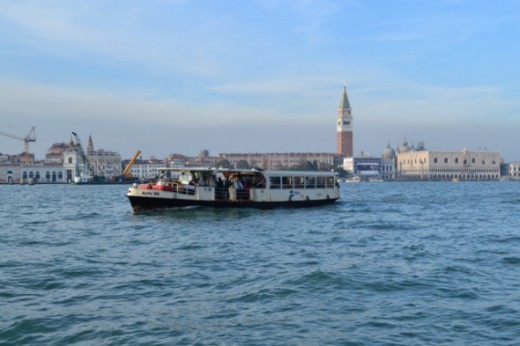 A vaporetto water bus in Venice